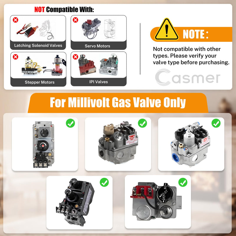 Universal Gas Fireplace Remote Control, Millivolt Valve Fireplace Switch Basic Switch+Safety Protection