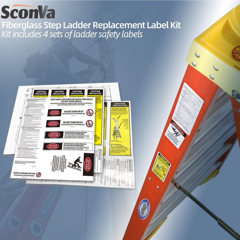 Step Ladder Safety Label Extension Ladder Stickers Replacement Label Kit Compatible with Ladder Inspection Stickers for Werner Fiberglass Extension Ladders (Pack of 10 Sets)