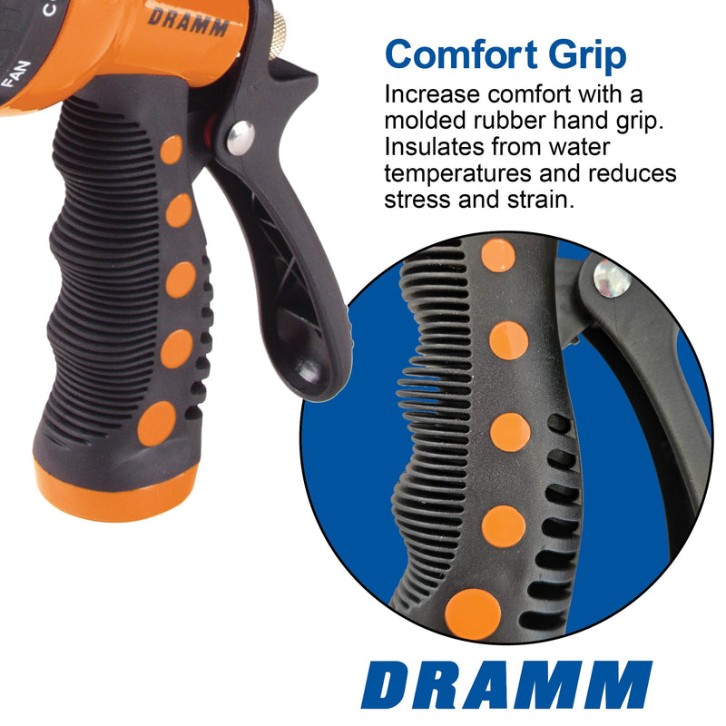 Dramm Revolver Heavy Duty Metal Garden Hose Nozzle – 9 Spray Patterns, High Pressure Jet, Thumb-Control Flow, Ergonomic Grip – Yellow No Size (Single) 9-Pattern Revolver