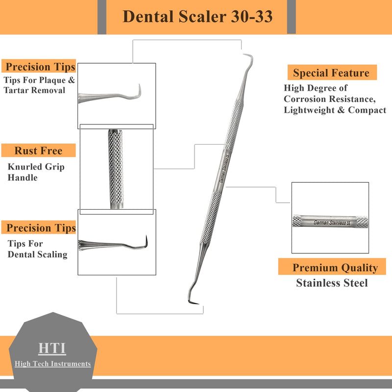 6 Dental Sickle Scalers Double Ended Probes for Professional Teeth Cleaning Calculus Plaque & Tartar Remover - Made of Stainless Steel for Oral Care with Knurled Handle, Different Double Ended Picks Silver