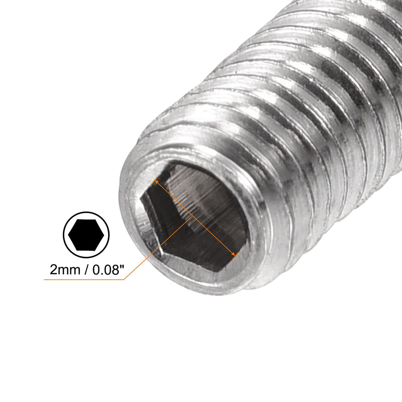 uxcell Ball Point Set Screws, M4 x 6mm 304 Stainless Steel Metric Spring Hex Socket Screw 20pcs 20