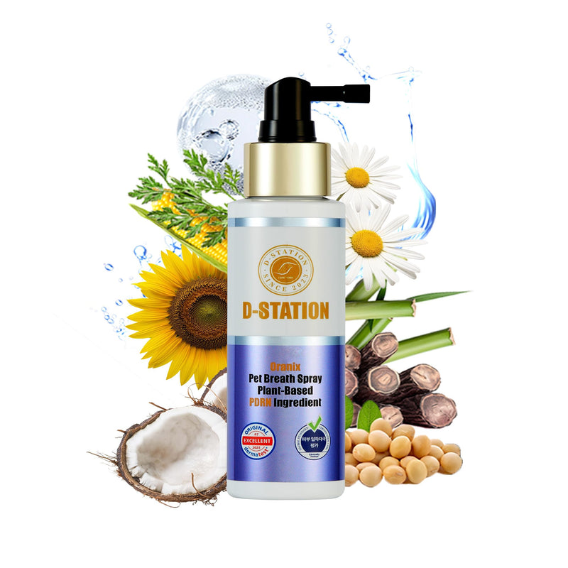 D-STATION Oranix Pet Breath Spray for Dogs & Cats – Helps Freshen Breath, Daily Oral Care Support, Gum Care, Dental Spray with PDRN & Plant Extracts, Made with Food-Grade Ingredients, 3.38 Fl oz.