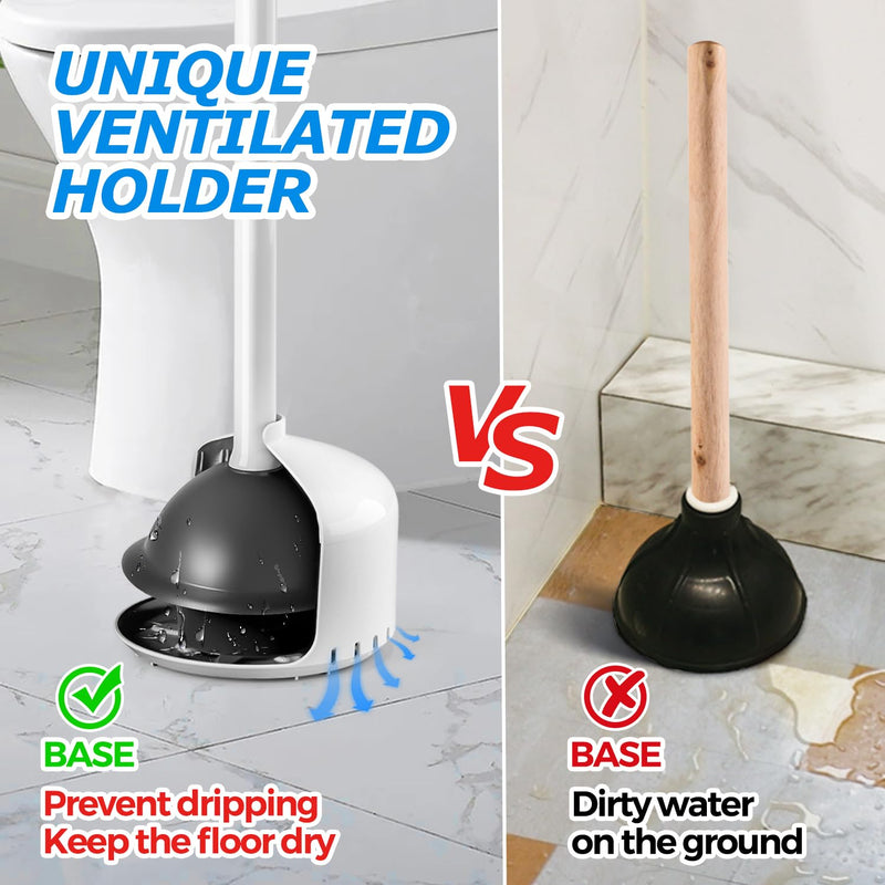 Toilet Plunger with Holder,Plungers for Bathroom with Holder,Heavy Duty Plunger with Cover,Bathroom Decor，Bathroom Accessories，Toilet Bowl Cleaners,White White