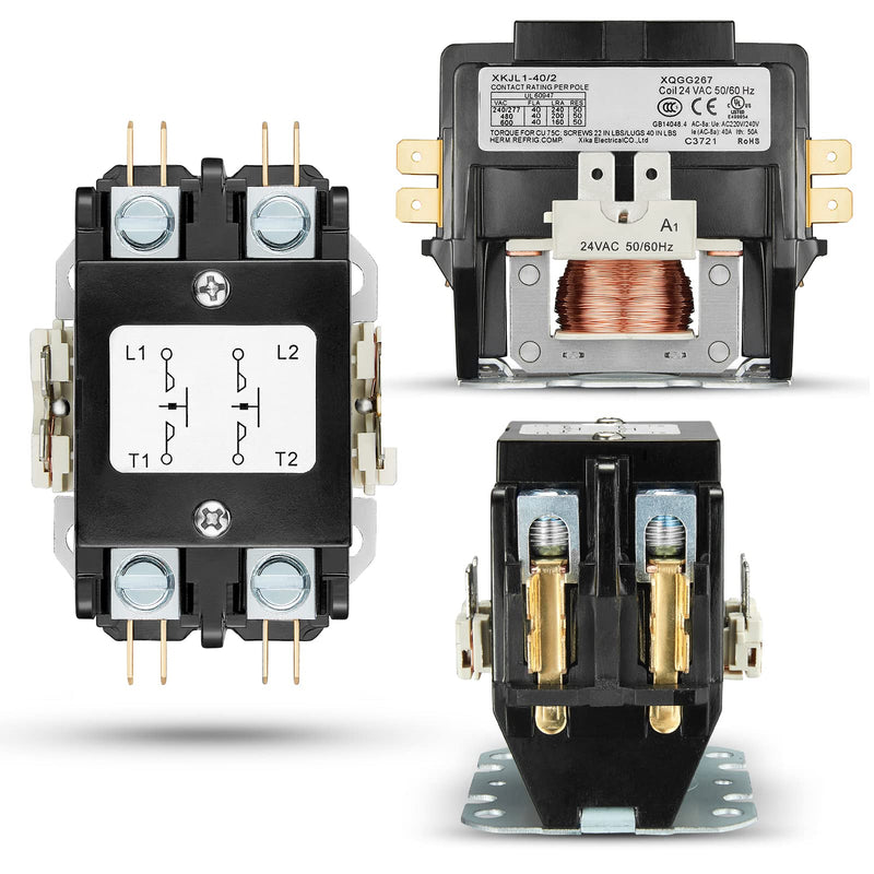 Haoguo Heavy Duty 40Amp 24V AC Contactor for Air Conditioner, Definite Purpose Contactor