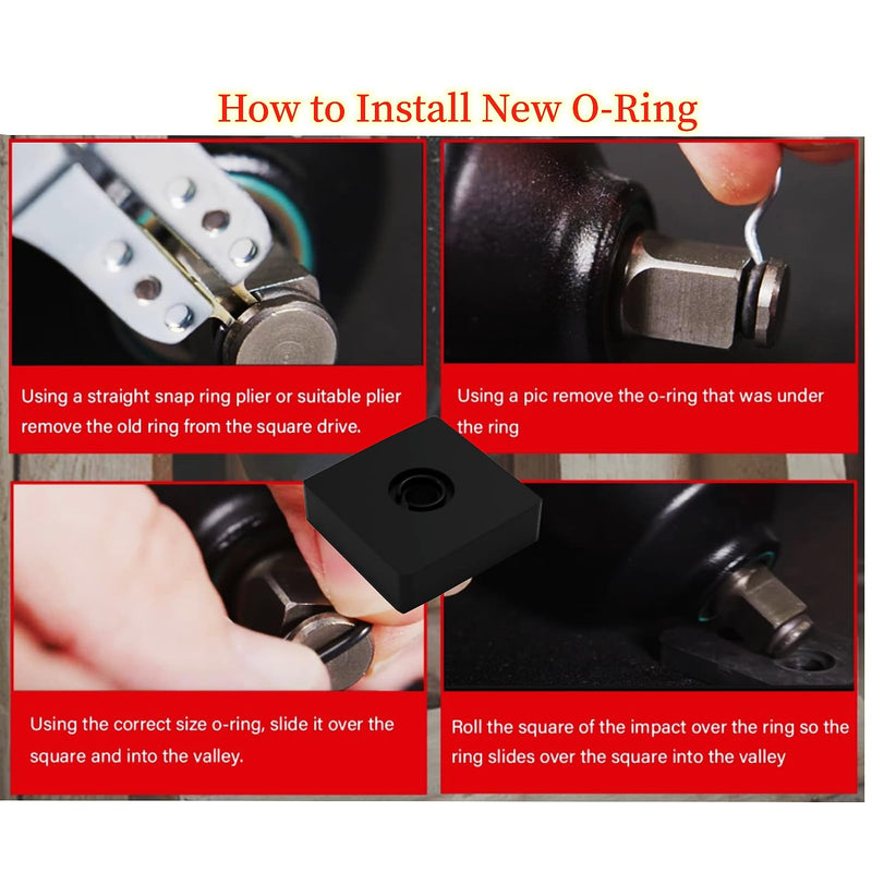 (12 Sets) 3/8" Impact Retaining Ring Clip Impact Friction Ring with O-Ring for Mmilwwaukiiii Electric/Pneumatic Type Impact Wrench, Retainer Ring Anvil Install Tool Included