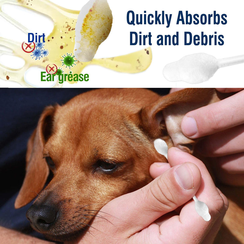 110 Pcs Pet Dry Cotton Swabs Clean Ear Double-Headed Gourd-Shaped Dried Cotton Buds with Storage Box Gentle Grooming for Dogs Cats