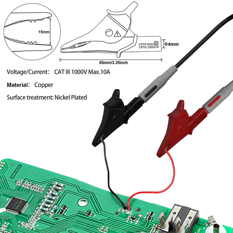 13 in 1 Professional Electrical Test Leads Multimeter Test Leads Set with Soft Tool Carrying Case Alligator Clips Test Hook Test Probes Lead for Digital Electrical Multimeter Testing