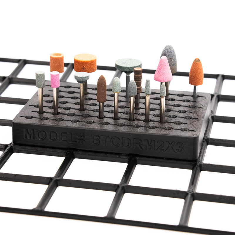 BOB'S TOOL COMPANY | 1/8" Shaft Rotary Burr Tool Bit Holder System | 74 Tool Bit Slots | Gridfinity Compatible | (Black, 84 mm x 126 mm) Black 74 Slots - 84mm x 126mm