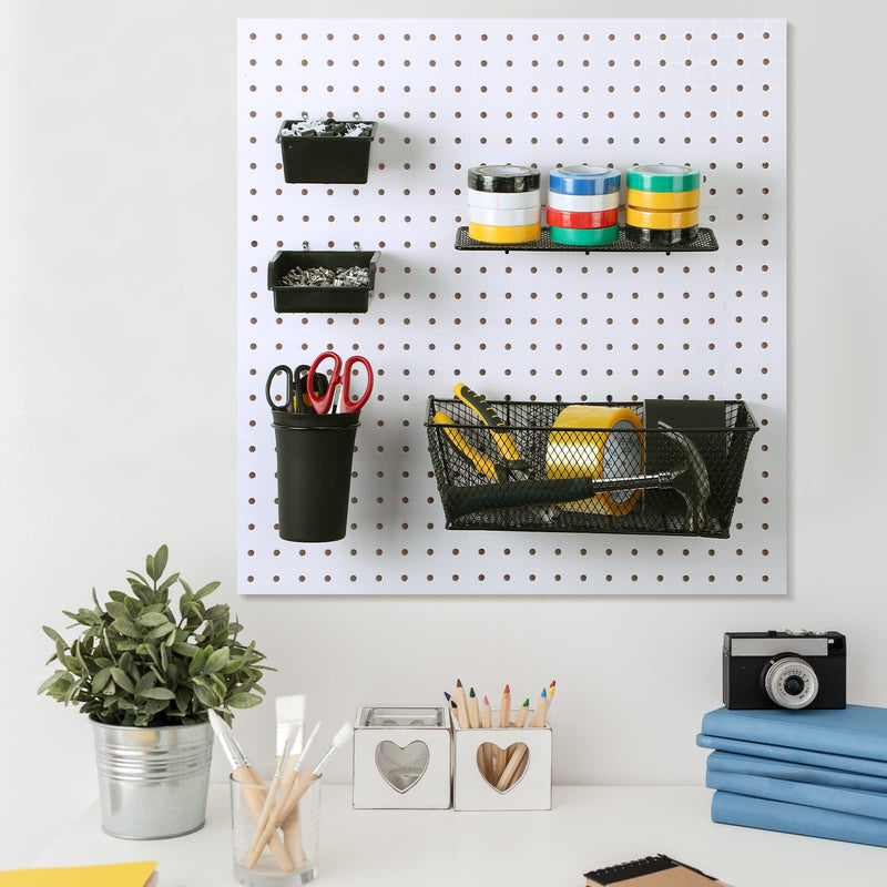 30 Pcs Pegboard Accessories Organizer Kit Includes Pegboard Storage Basket, Peg Board Shelf, Organizer Bins, Organizer Cup with Cup Holder for Pegboard Organizing Various Tools, Black