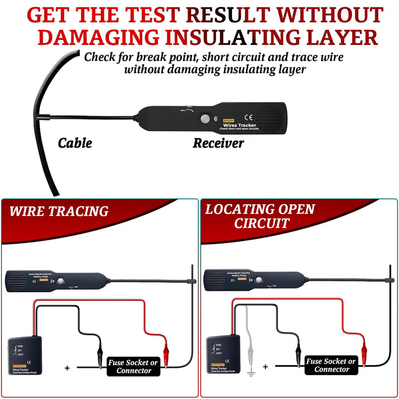 Automotive Circuit Tracer & Wire Tracker 6-42V DC Wire Short Finder, Circuit Tracker, Circuit Tester & Circuit Scanner for Car, Boat, Trailer - Open/Short Circuit Detection Tool EM415PRO