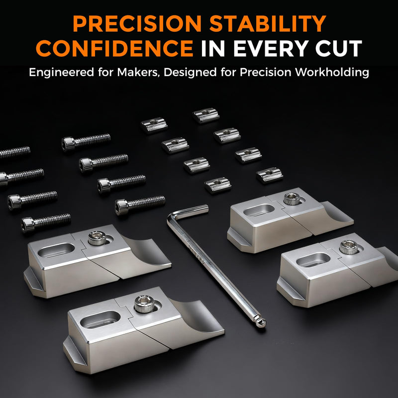 4 Pack Low Profile Side Clamps, Aluminum Side Clamp Vise for Milling and CNC Machines, High-Strength Alloy Up to 60kN, Compact 3.14" x 1.14" x 0.78" Design for Milling, Engraving, Grinding & Drilling