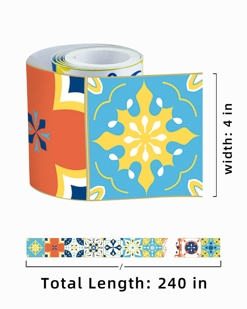 FLFK Wall Border Tile Stickers Peel and Stick Wallpaper Border for Kitchen Backsplash Bathroom Shower Room,4"x240" 4" x 240" DT924