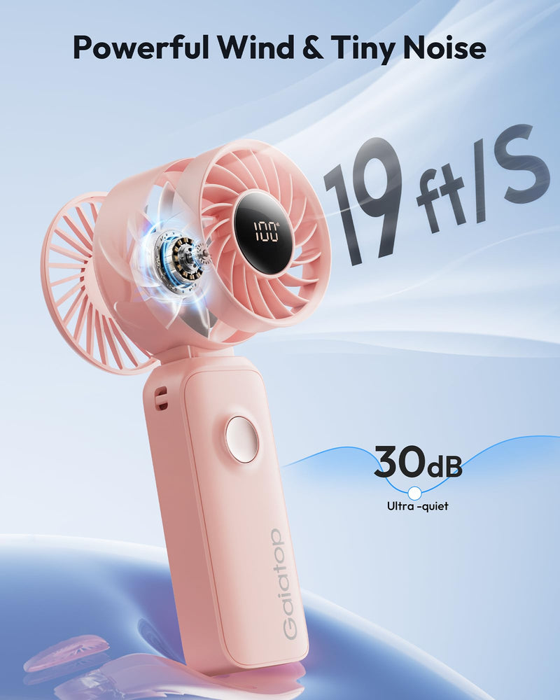 Gaiatop Portable Handheld Fan, Quiet 3 IN 1 Neck/Desk/Hand Fan Pink