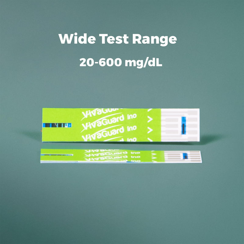 Vivaguard Ino Blood Glucose Test Strips for Diabetes - 150 Counts Accurate Diabetic Test Strips for Monitoring Blood Sugar - Compatible with Vivaguard Ino Glucometers Only, Green