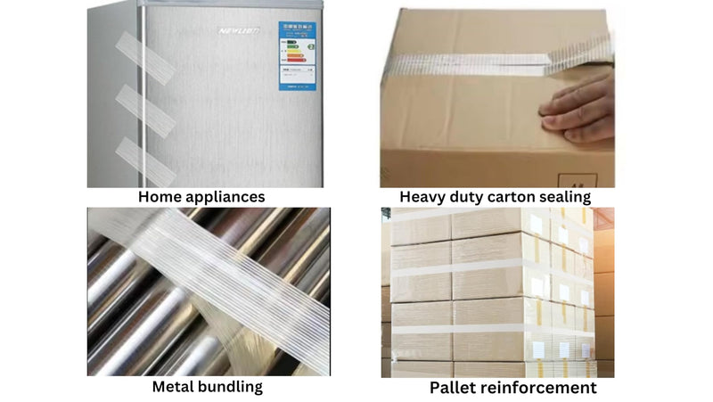 Strapping Tape, 2 Roll 2 inch x 35 yds Packing Tape, Heavy Duty Transparent, Waterproof, Reinforced Fiberglass Tape #PackingTape #ShippingTape #PackagingTape #StrappingTape #BundlingTape 2-inch wide and 35 yards long