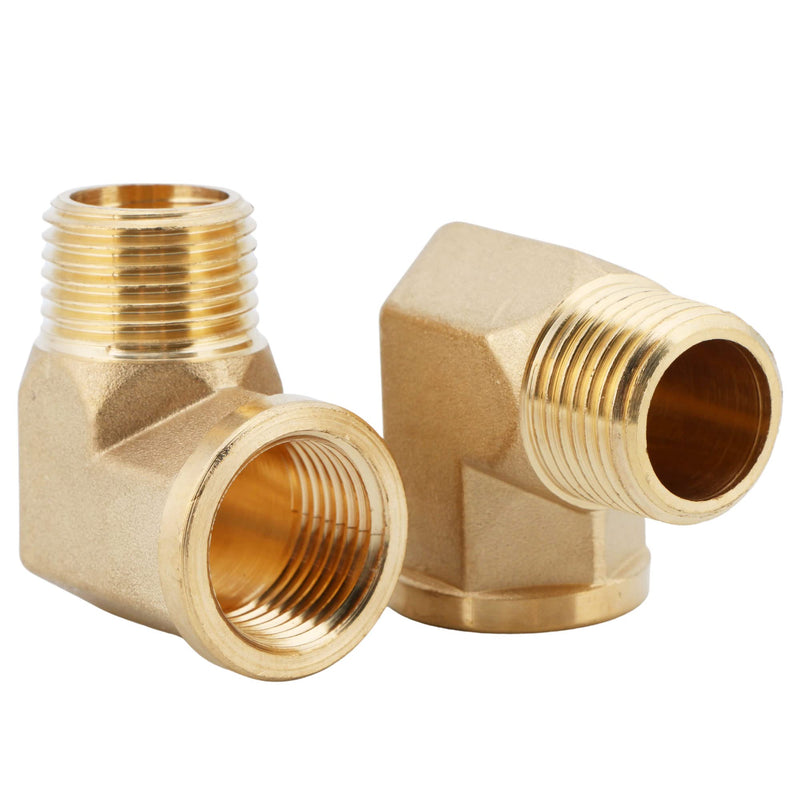 U.S. Solid 2pcs 90 Degree Barstock Street Elbow Brass Pipe Fitting 1/2" NPT Male Pipe to 1/2" NPT Female 1/2" NPT Male x 1/2" NPT Female