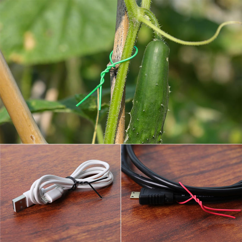 200 Pcs 6 inch Garden Twist Tie, Round Plastic Twist Ties for Plants, Vines and Wrapping Cords or Christmas Tree Gardening Plants Growth and Care, Office Home Cable Organization (Green) Green