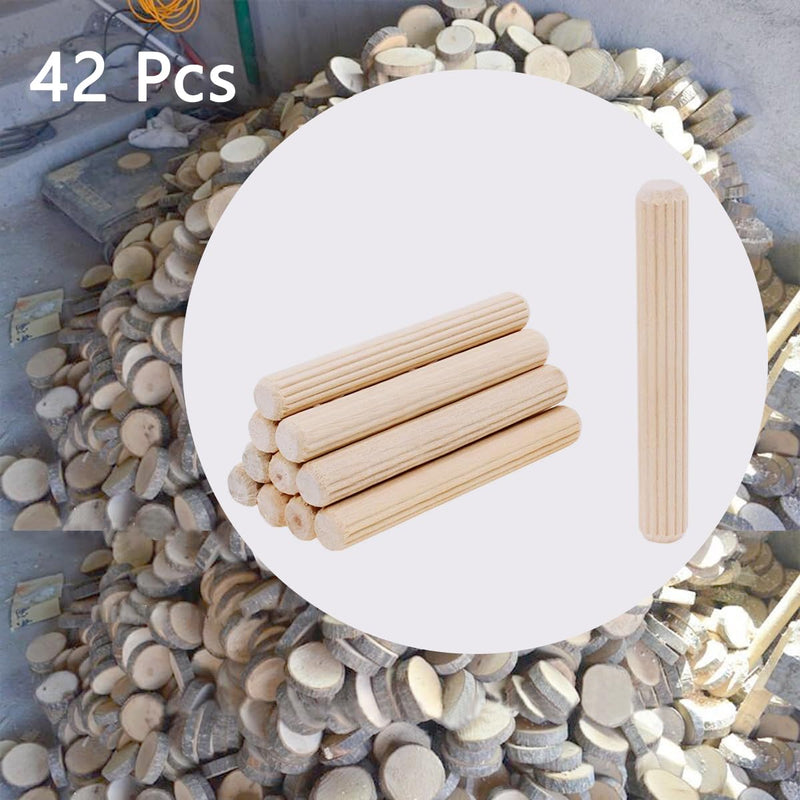 42Pcs Wood Dowel Pins Compatible with IKEA Part 101339 (Kallax Shelves), Replacement Shelf Support Pins for IKEA Kallax Shelves, Fluted Dowel Pins Made from Hardwood