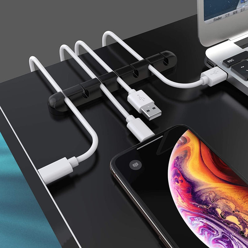 SOULWIT Cable Holder Clips, 3-Pack Cable Management Cord Organizer Clips Self Adhesive for Desktop USB Charging Cable Nightstand Power Cord Mouse Cable Wire PC Office Home 753-Slot 753-Slot-Black