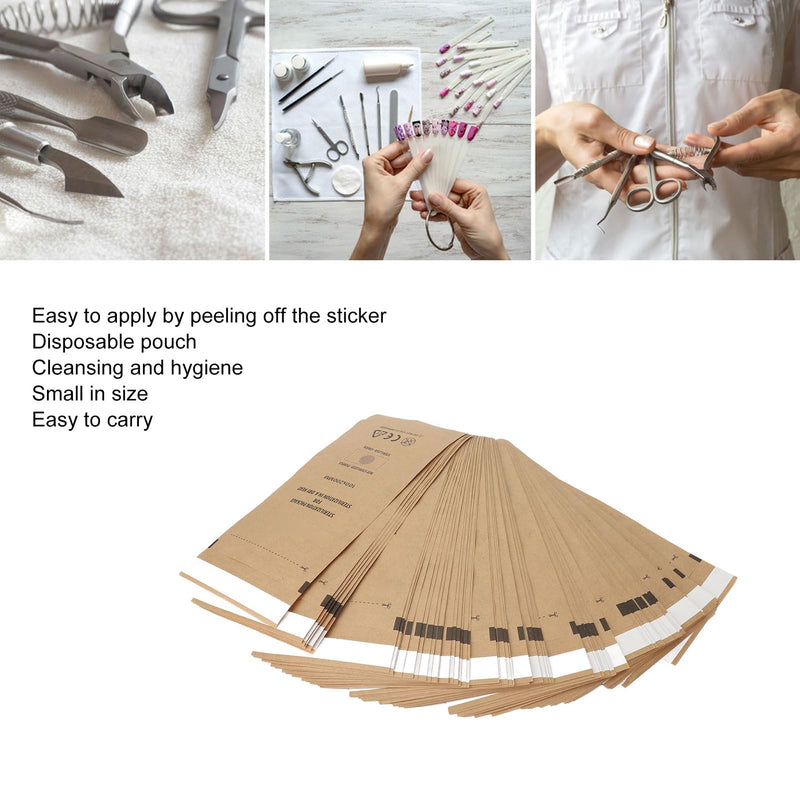 100Pcs Dental Products Self Sealing Pouch Disposable Nail Art Tools Cleansing Bag for Clinic Salon M