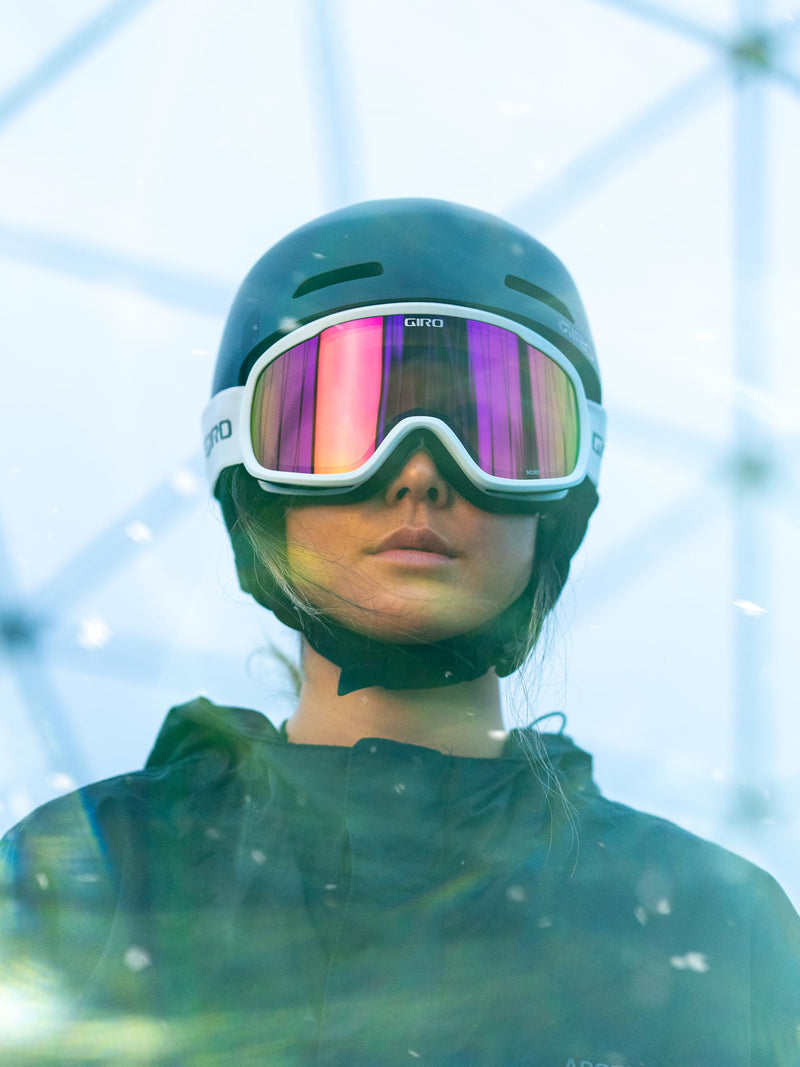 Giro Moxie Ski Goggles - Snowboard Goggles for Women & Youth - 2 Lenses Included - Anti-Fog - OTG (Over Glasses) One Size Harbor Blue Sequence - Amber Pink