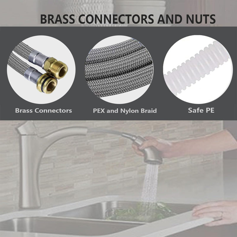 Kitchen Faucet Hose Replacement Compatible With Grohe 48293000 Flexible Shower, Pull-out Faucet Hose with Counterweight & 3 Adapters