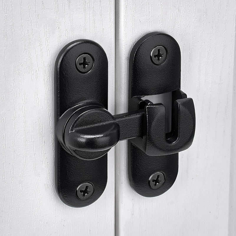 Matte Black Barn Door Latches,90/180 Degree Gate Lock,Zinc Alloy Right Angle Door Lock Latch,Flip Gate Latches Hardware,Door Security Door Latch Lock fo Cabinets,Bathroom,Barn Door Matte Black 1