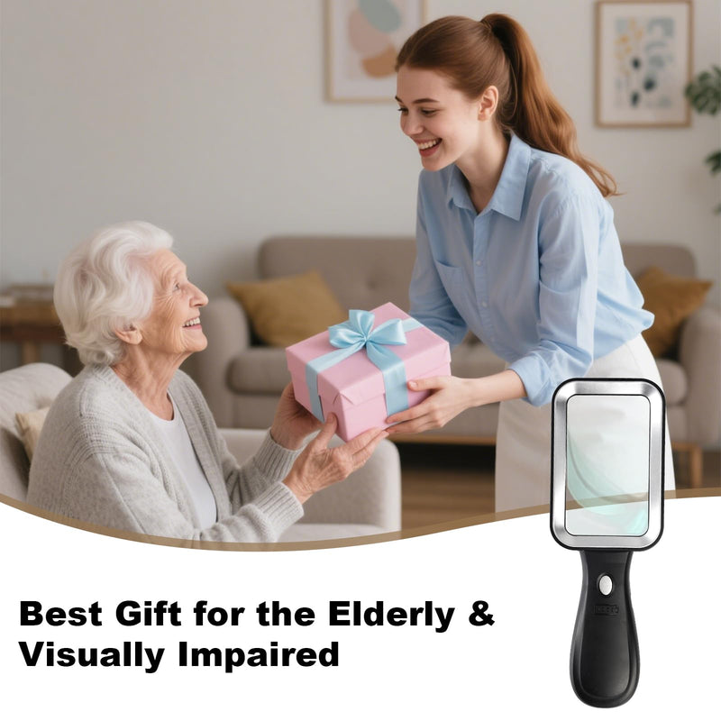 10X Magnifying Glass with Light, Rechargeable Magnifier with 3 Color Modes, Lighted Magnifying Glass Handheld for Seniors Reading Low Vision, Inspection, Close Work 10X Magnifier with LIght