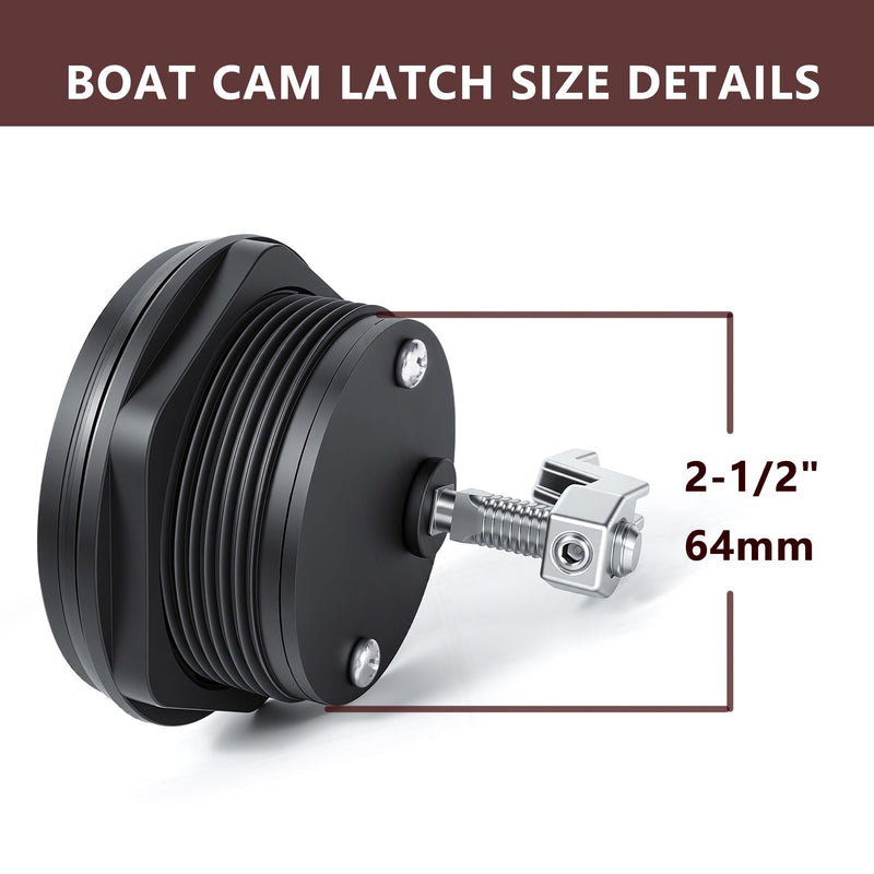 Boat Door Latch Fits 2-1/2" Hole Flush Mount Floor Latches,Marine Grade Nylon T-Handle Locking Latch,Boat Cam Latch black