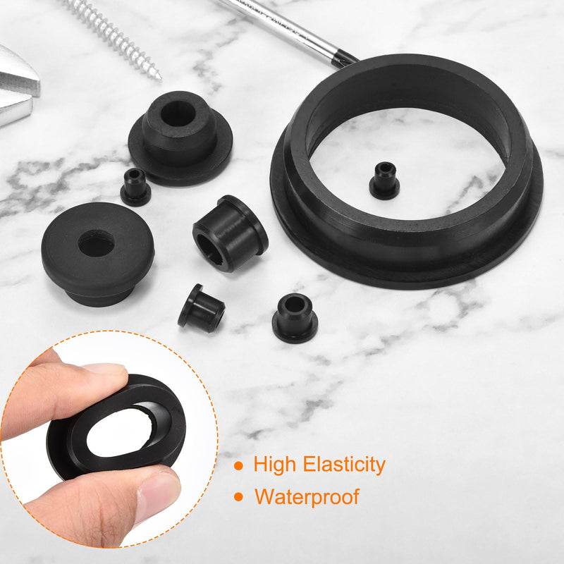 uxcell 4Pcs Rubber Grommets 1-1/2"(38mm) Drill Hole, 1-1/8"(28mm) ID Hole Top Hat Grommet Black Silicone Rubber Hole Plug Gasket for Wiring, Automotive 1-1/8"ID, 1-1/2"DH 4