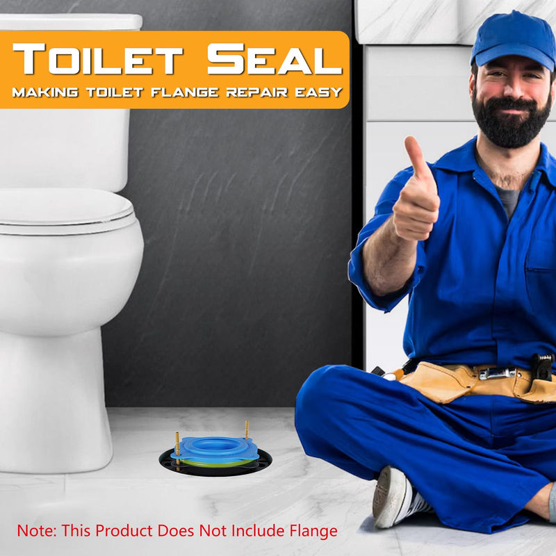 Toilet Flange Repair Kit, Universal Toilet Seal Parts For Wax Seal, Rubber Gasket Ring, Wax-Free Toilet Bowl Replacement kit Include Premium Nuts, Washers, 3.26Inch Bolts, Bolt Caps Blue