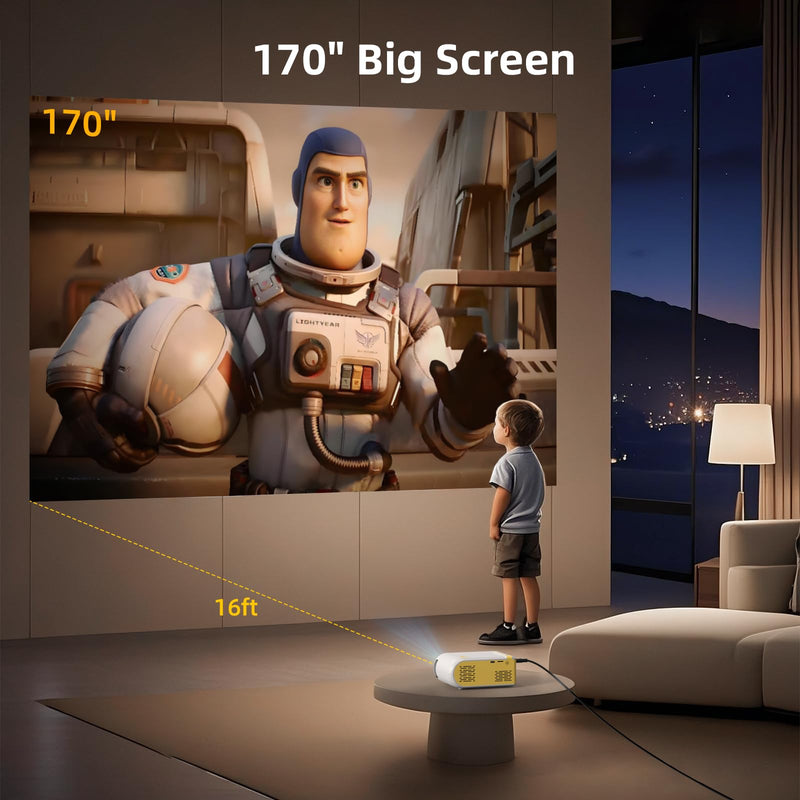 KSAN Mini Projector, Projector with WiFi and Bluetooth, 1080P Support Movie Projector with Built-in Speaker, Compatible with Smartphone, HDMI, USB, AV, Fire Stick, PS5 for Home, Bedroom, Outdoor Use 240ANSI