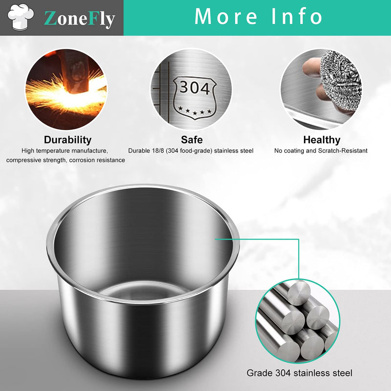 Original 8Qt Power Cooker XL Replacement Inner Pot Stainless Steel Compatible with 8 Quart Power Pressure Cooker Model PPC772 (or #PPC772) PPC780 (or #PPC780) and WAL3 Stainless Steel Inner Pot Parts for 8Qt