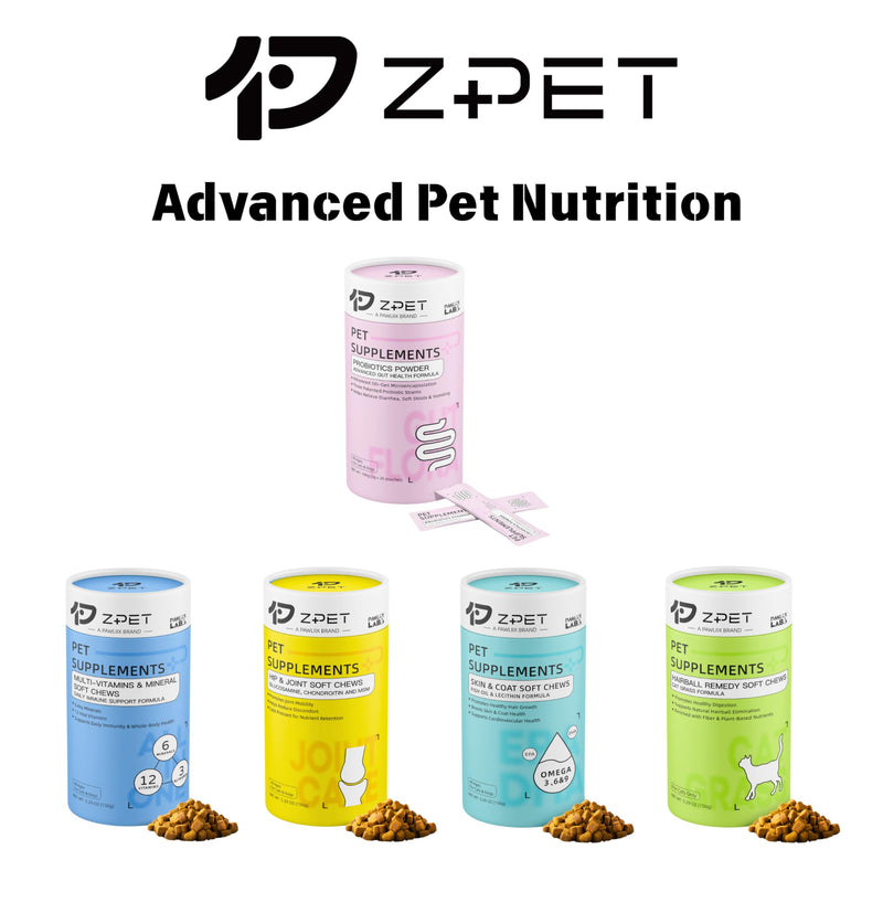 ZPET Probiotics Powder for Dogs & Cats – 5th-Gen Microencapsulation with 3 Patented Strains – Gut Health & Digestive Support – Helps with Diarrhea, Stool Odor & Appetite – 100g (5g×20 Piuches) Mild Sweet