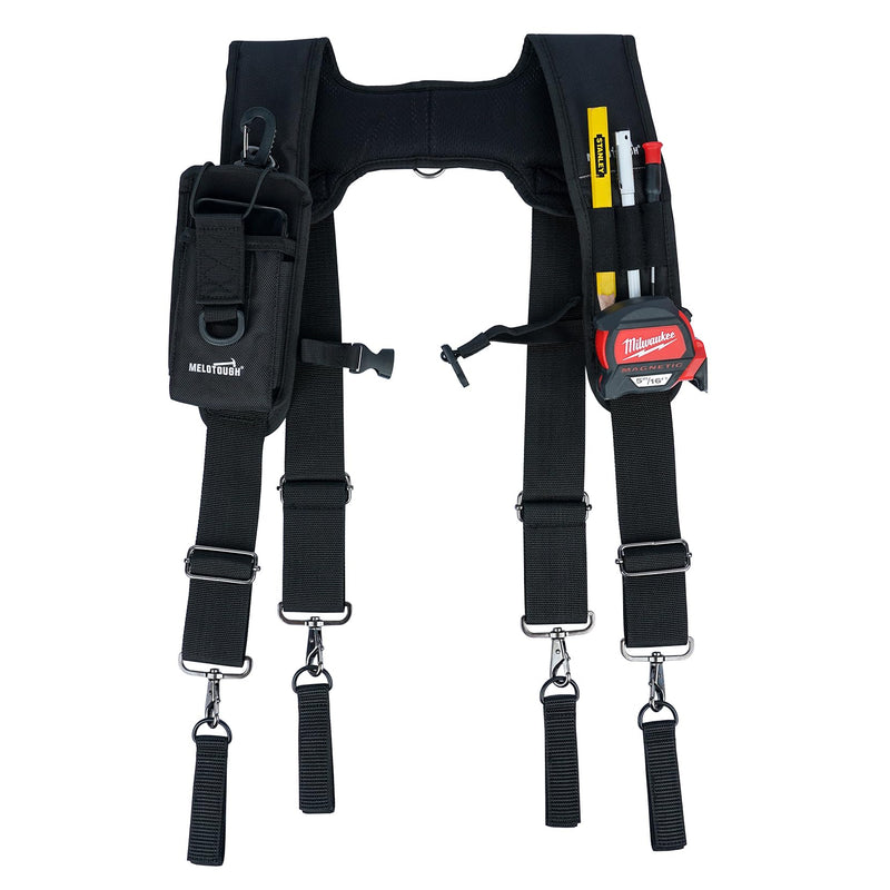 MELOTOUGH Tool Belt Suspenders Construction Bag Suspenders Padded Work belt Suspenders for Carpenter/Electrician/Roofing/Farmer work Suspension Rig(H Back) H Back Support Tool Belt Suspenders