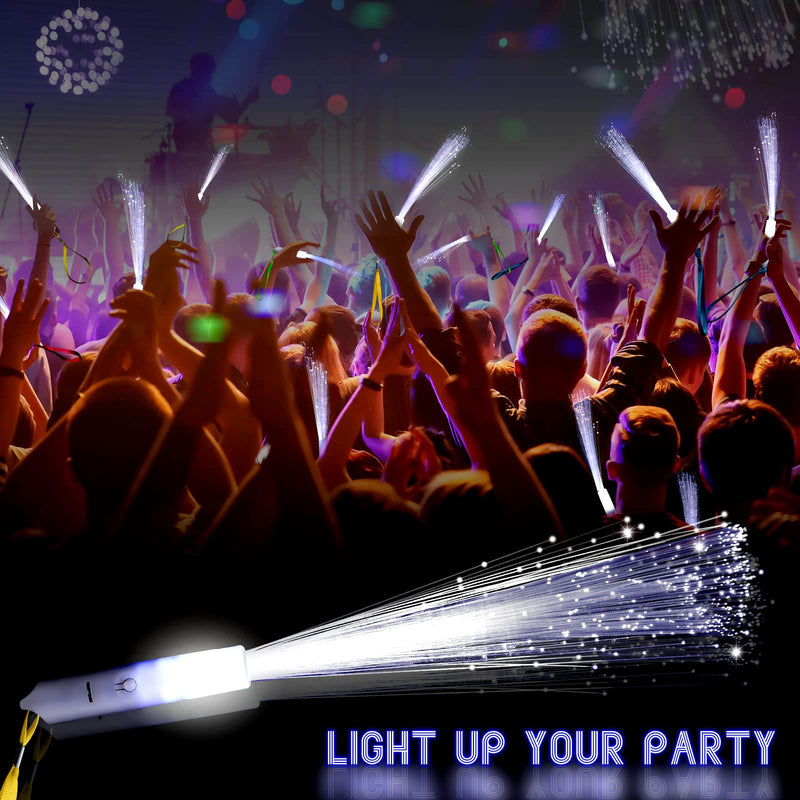 Jecery 24 Pieces White Fiber Optic Wands Glow Sticks LED Light up Wedding Wand with 3 Modes Flashing Sparklers for Wedding Bridal Shower Birthday Glow in the Dark Party Favors Supplies