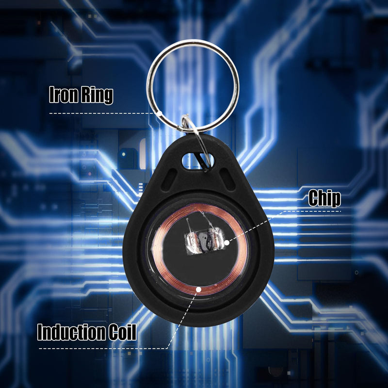 50PCS ID 125KHz RFID Key Tag Writable Rewritable T5577 Key Fob Tag for RFID Writer Black (Original Blank Chip)
