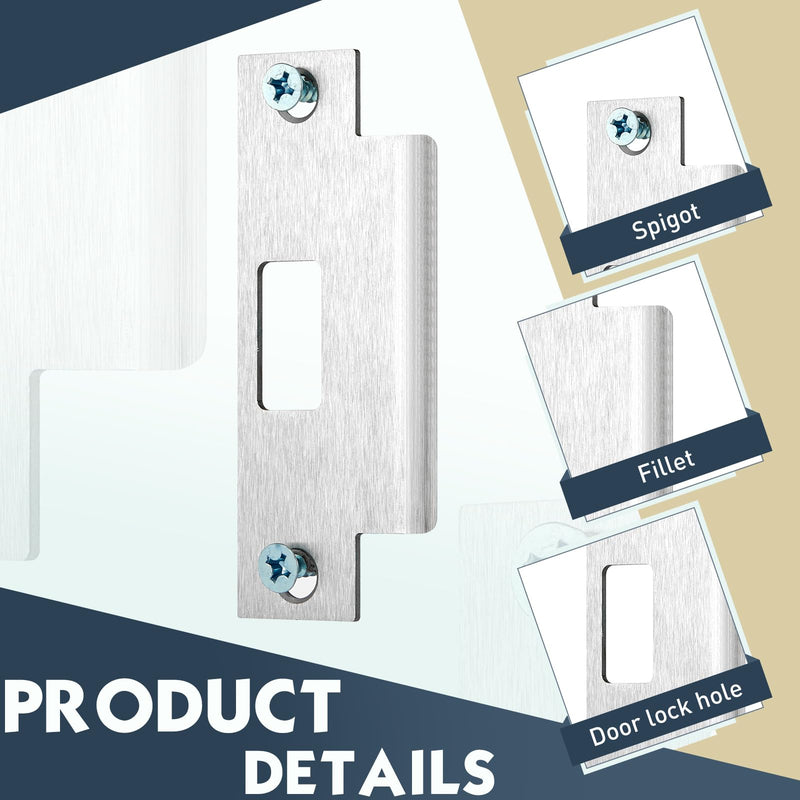 Tandefio 8 Pcs 4 7/8 Inch x 3 3/8 Inch x 1 1/4 Inch Deadbolt Strike Plate Stainless Iron Door Strike Plate Door Reinforcement Plate Door Backplate with Screws for Heavy Duty Residential Use