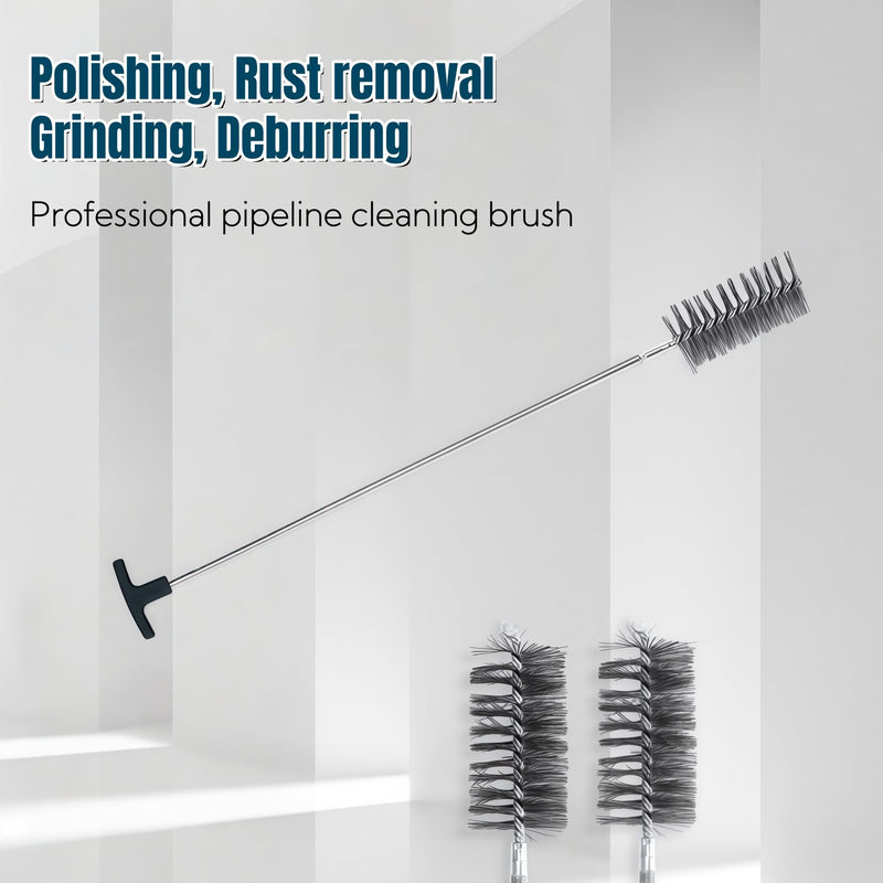 50 in Pipe Cleaning Brush Set with Stainless Steel Bristles, 5X Wire Brush with 4X Galvanized Flexible Rods, Stainless Steel Pipe Brush for Rust Polish,Tubes,Auto Parts Cleaning