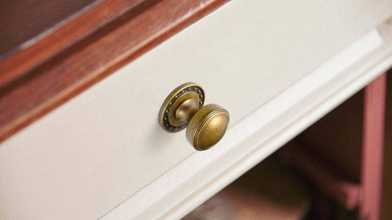 Goo-Ki 6 Pack Antique Brass Cabinet Knobs with Backplate Zinc Alloy Hardware - Vintage Brass Drawer Knob Single Hole Kitchen Cabinet Pulls with Spacer/Backboard G018Y