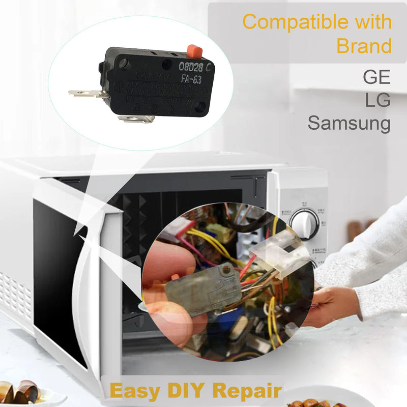 LONYE 3B73362F SZM-V16-FA-63 Microwave Door Switch Fit for LG GE Samsung Microwave Oven WB24X10047 SZM-V16-FD-63 PS3522738 (Normally Open)(Pack of 2)