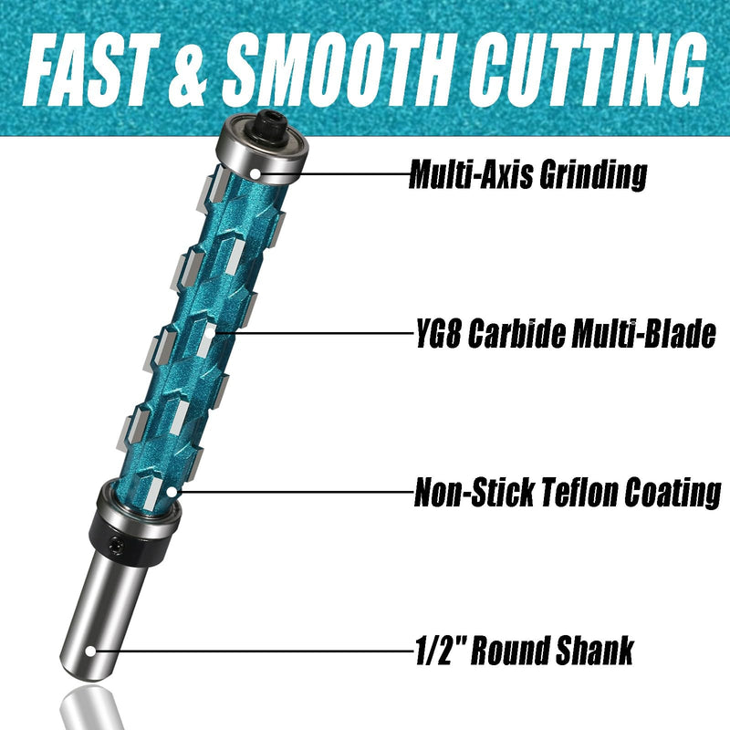 Spiral Flush Trim Router Bit 1/2 Inch Round Shank, 2-61/64 Dia YG8 Carbide Bit, Double Bearing Spiral Trimming Tool Woodworking Milling Cutter Tool for Wood MDF 2-61/64(75mm)
