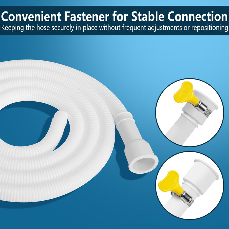 6.5 Ft Dehumidifier Drain Hose 3/4" FHT- Cuttable Leakproof Dehumidifier Discharge Hose for Drainage- Flexible Universal Corrugated Drain Hose Replacement with Clamp for Most Dehumidifier 6.5 Ft White