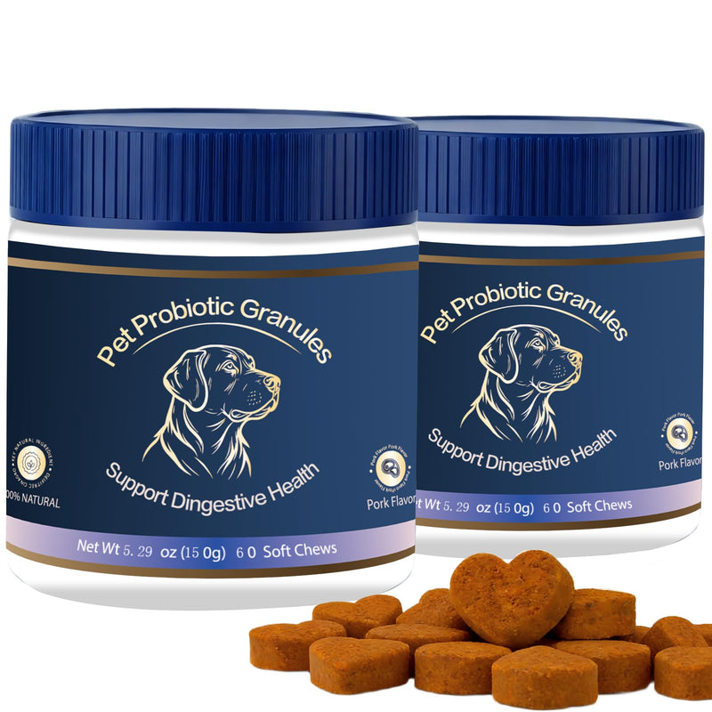 Probiotics for Dogs, Support Gut Health, Occasional Diarrhea, Digestive Health & Seasonal Allergies, Pork Flavor, 60 Soft Chews (Value 2‑Pack)