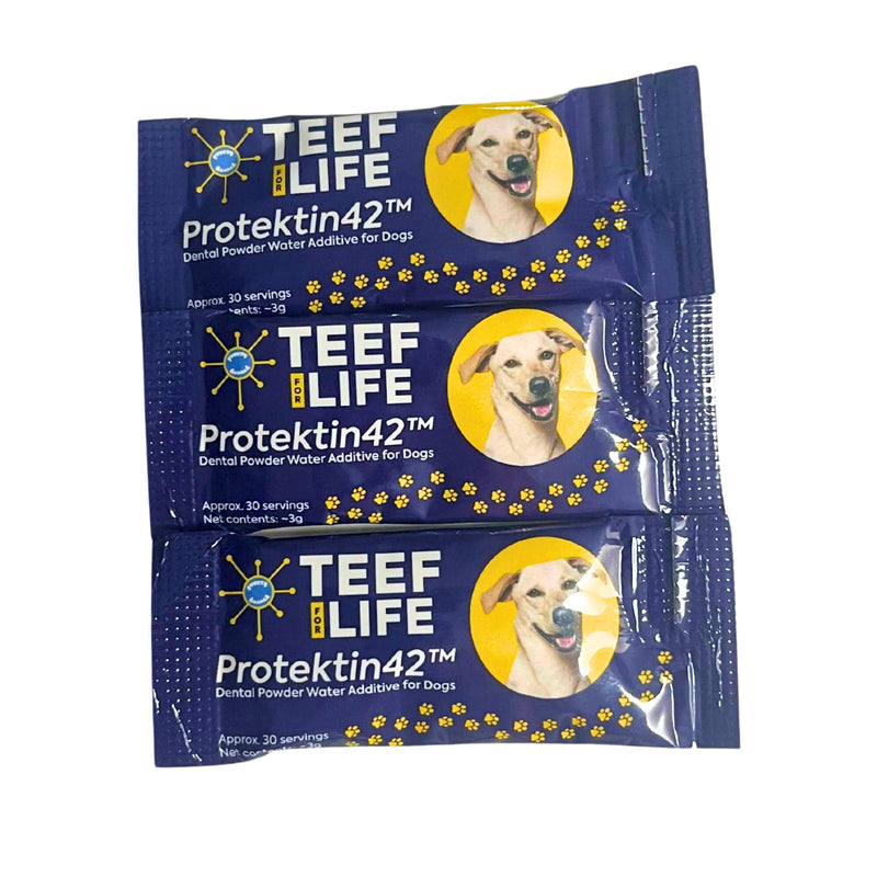 TEEF FOR LIFE Refill Packets Protektin42 Prebiotic Dental Powder for Dogs, Plant-derived, Clinically-Proven Formula Naturally Fights Bad Breath, Plaque, and Tartar, 3 Packets with 90 Servings Refill Packet (90 Servings)