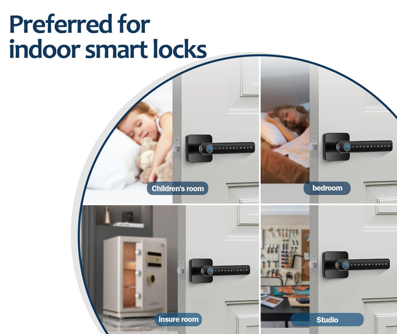 4-in-1 Smart Fingerprint Door Knob Lock - No App Required, Door Locks for Bedrooms & Offices, Finger Print Door Knobs with Keypad & Code F199