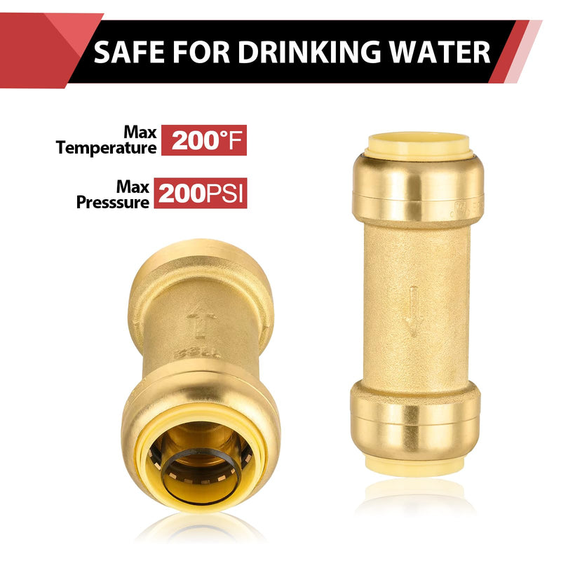 2Pcs EFIELD 3/4"Push Fit Check Valve Brass Fitting(PF-VALVE063-2) Pack 2 3/4 Inch