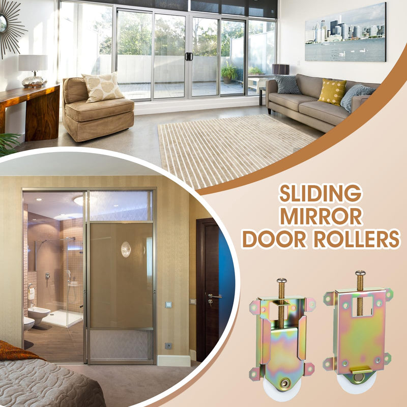 4 Pack 2-1/2" Sliding Mirror Closet Door Rollers Wheels Replacement Assembly, 1-1/2" Inch Nylon Concaved Ball Durable Bearing Wheels, Garage Shower Separate Sliding Glass Screen Door Hardware Fits