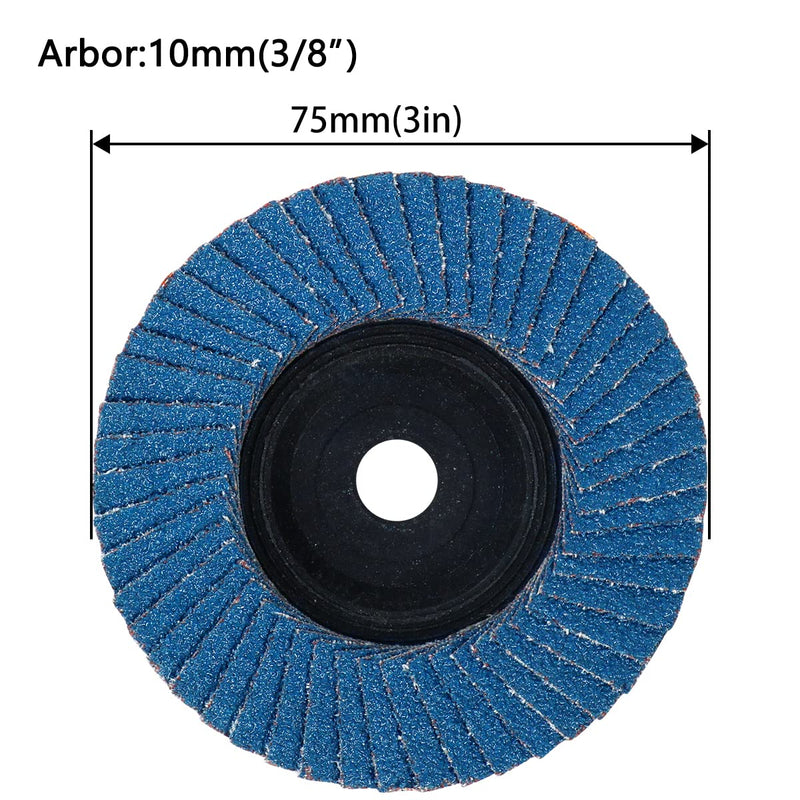 3'' x 3/8 Inch Flap Discs for Angle Grinder, 80 Grit Flap Sanding Disc, Steel Quick Trim Wheels Type 27 Grinding Wheel for Stainless Steel, Sheet Metal 10 Pack 80 Grit - 10 Pack