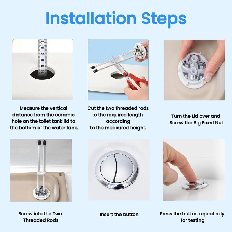 2-Pack Universal Dual Flush Toilet Button Replacement - 48mm Adjustable Chrome Top-Mount Kit for Glacier Bay, TOTO, KOHLER & Most Brands